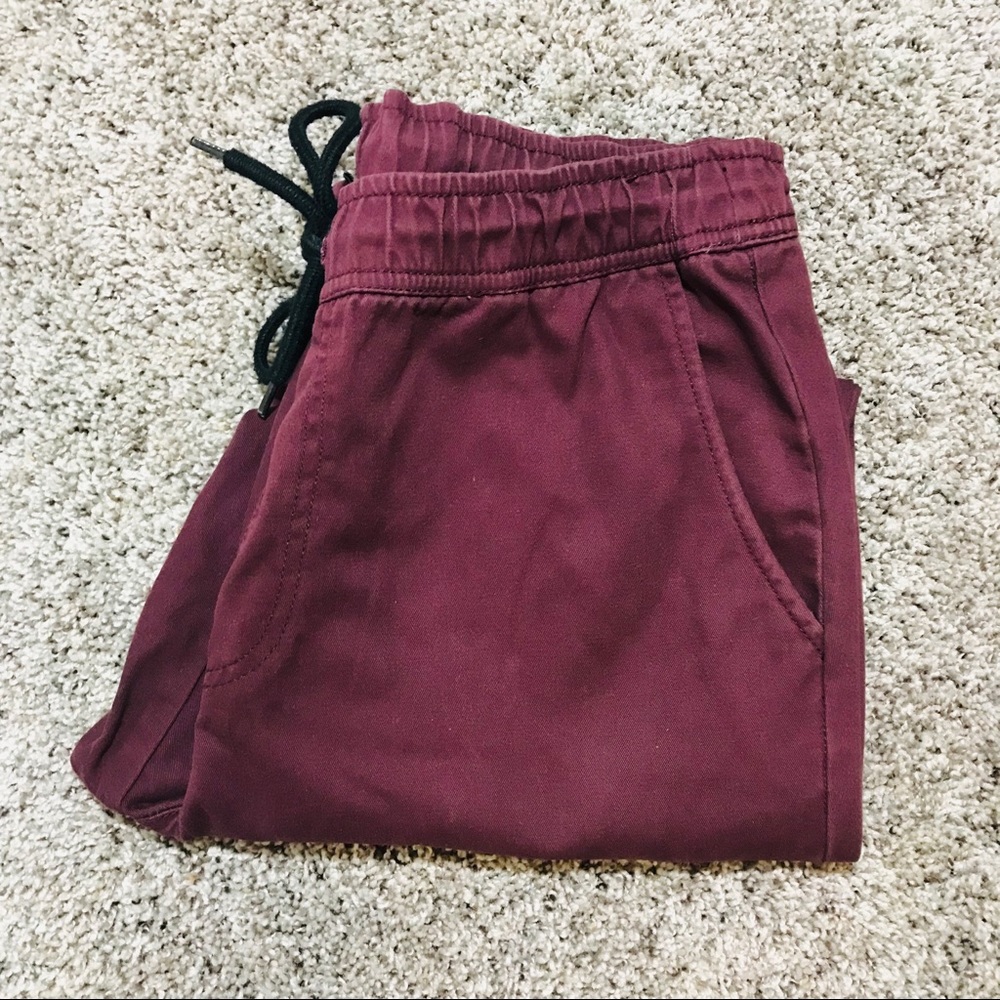 Forever 21 Burgundy Joggers with a Lace String